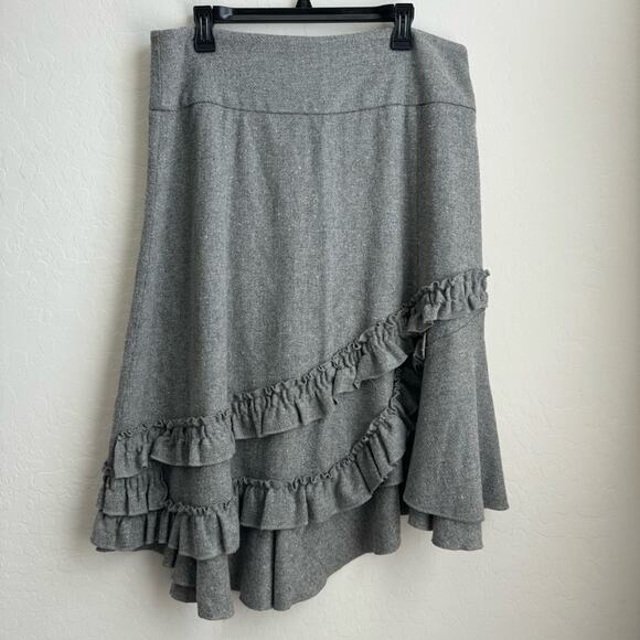 Zoe. D Wool Blend Skirt Vintage Ruffle - Picture 1 of 9